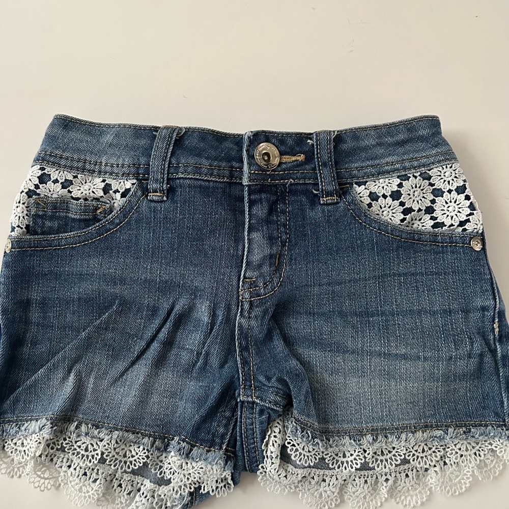 Justice Denim Shorts with Lace Detail